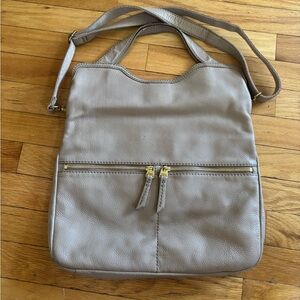 Fossil Tan Leather Shoulder Bag with Adjustable Strap